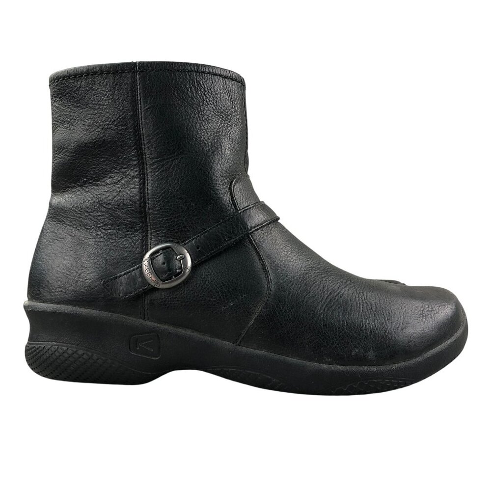 Keen Black Leather Ankle Boots with Buckle
